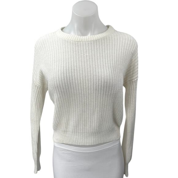 Urban Outfitters Andi Cream White Knitted Long Sleeve Pullover Sweater Top Sz XS - Picture 1 of 4